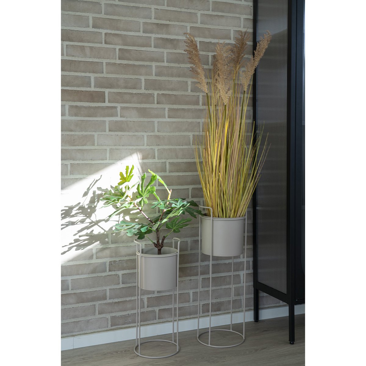 Rabo Flower Stand - Flower Stand, steel, sand, set of 2