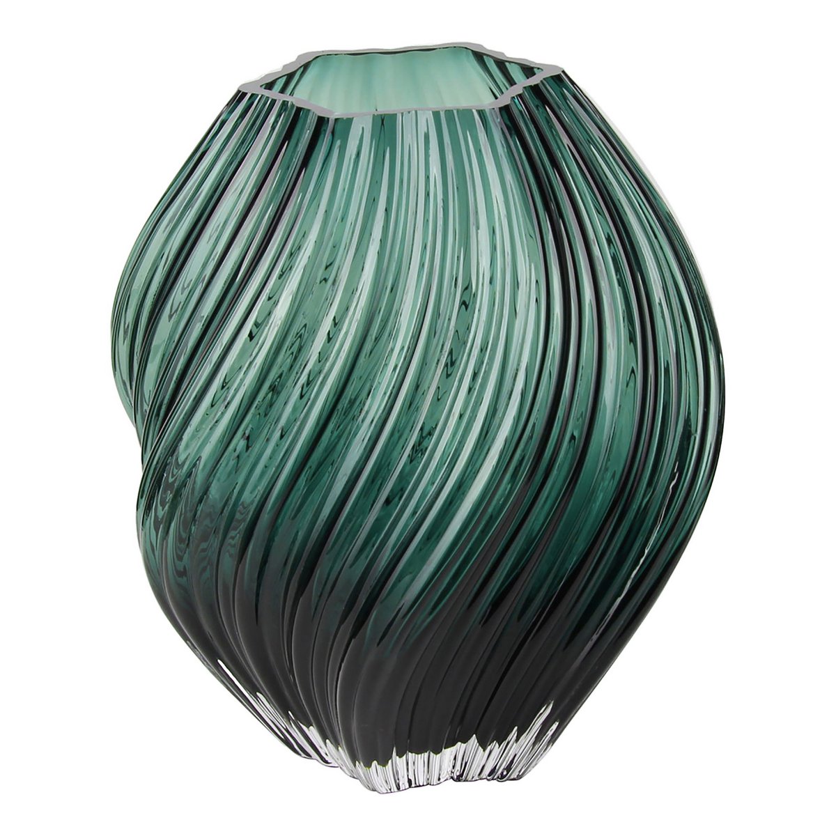Glass Vase Dark Green - Mouth Blown Decorative Vase - ø19x23 cm