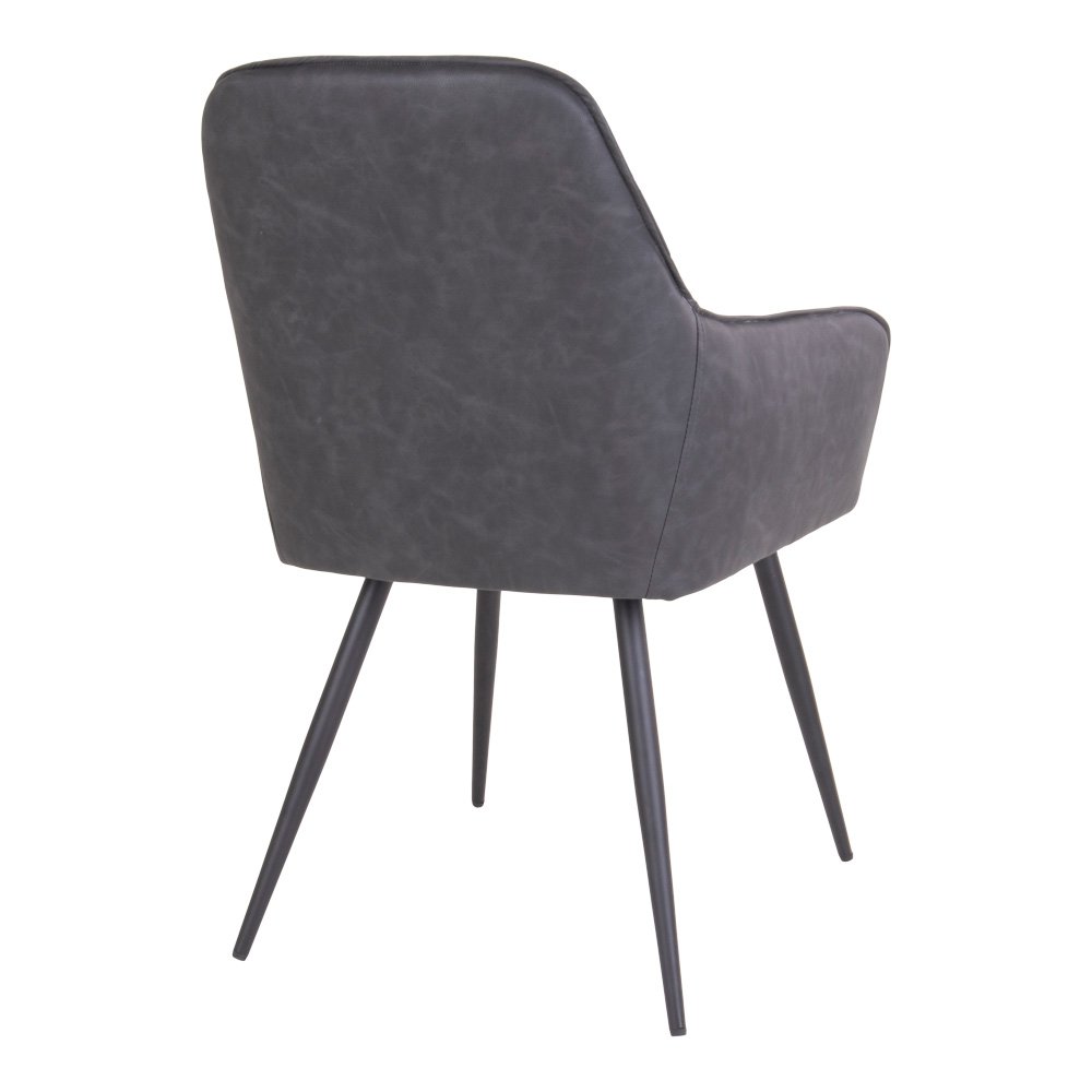 Grey PU Leather Dining Chairs - Modern Steel Frame - Set of 2