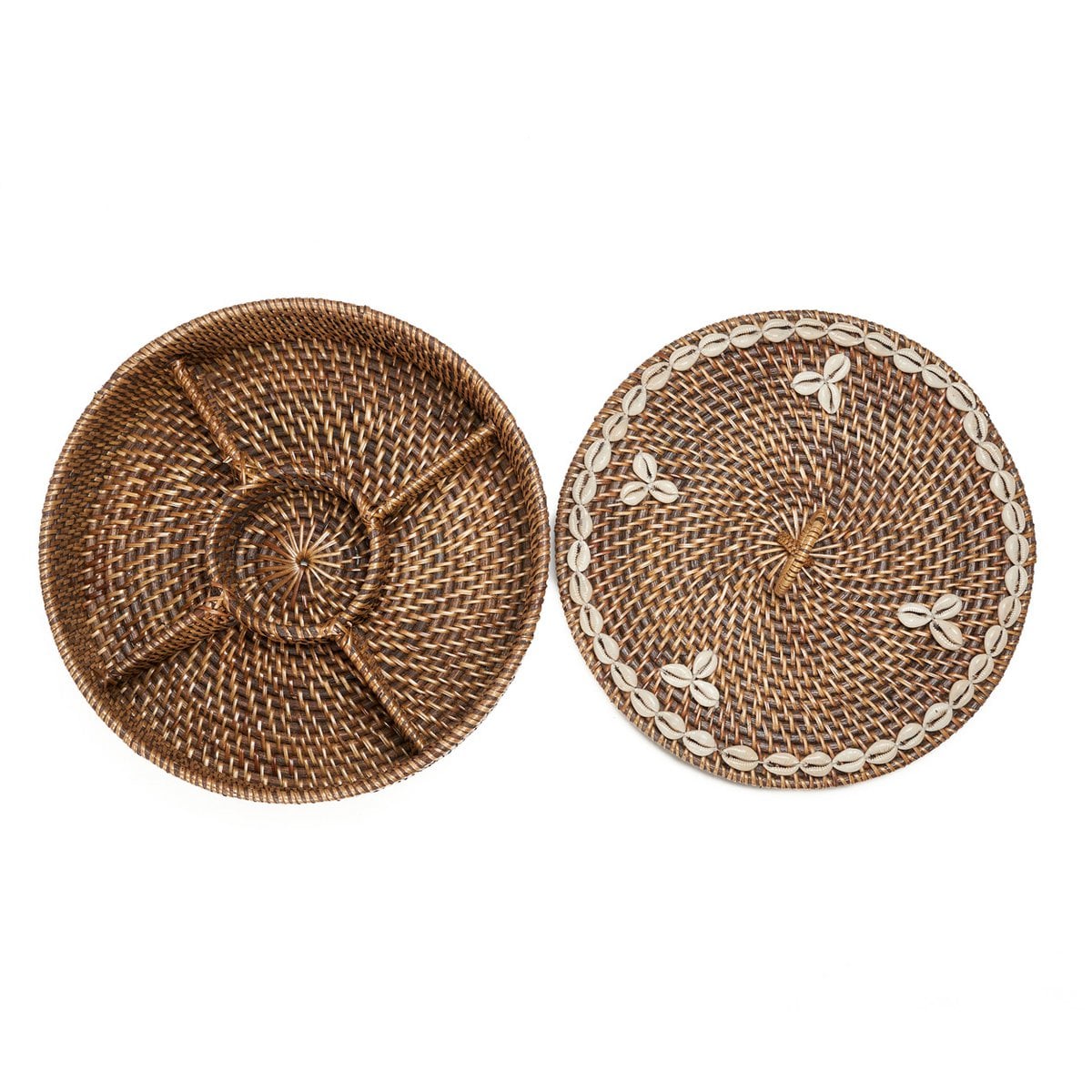 The Rattan Compartment Basket - Natural Brown