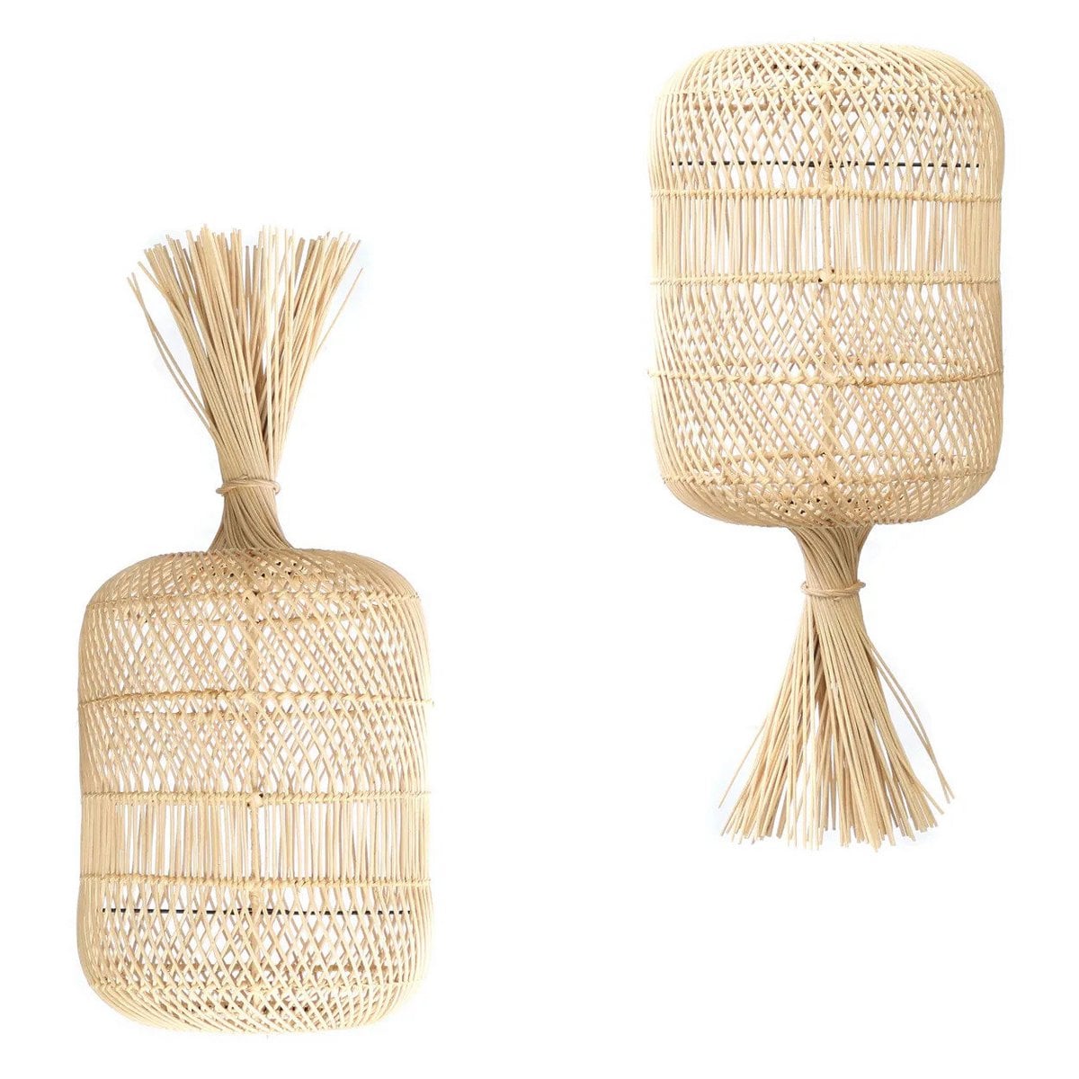 Natural Rattan Pendant Light – Handwoven Dumpling Lamp, Medium