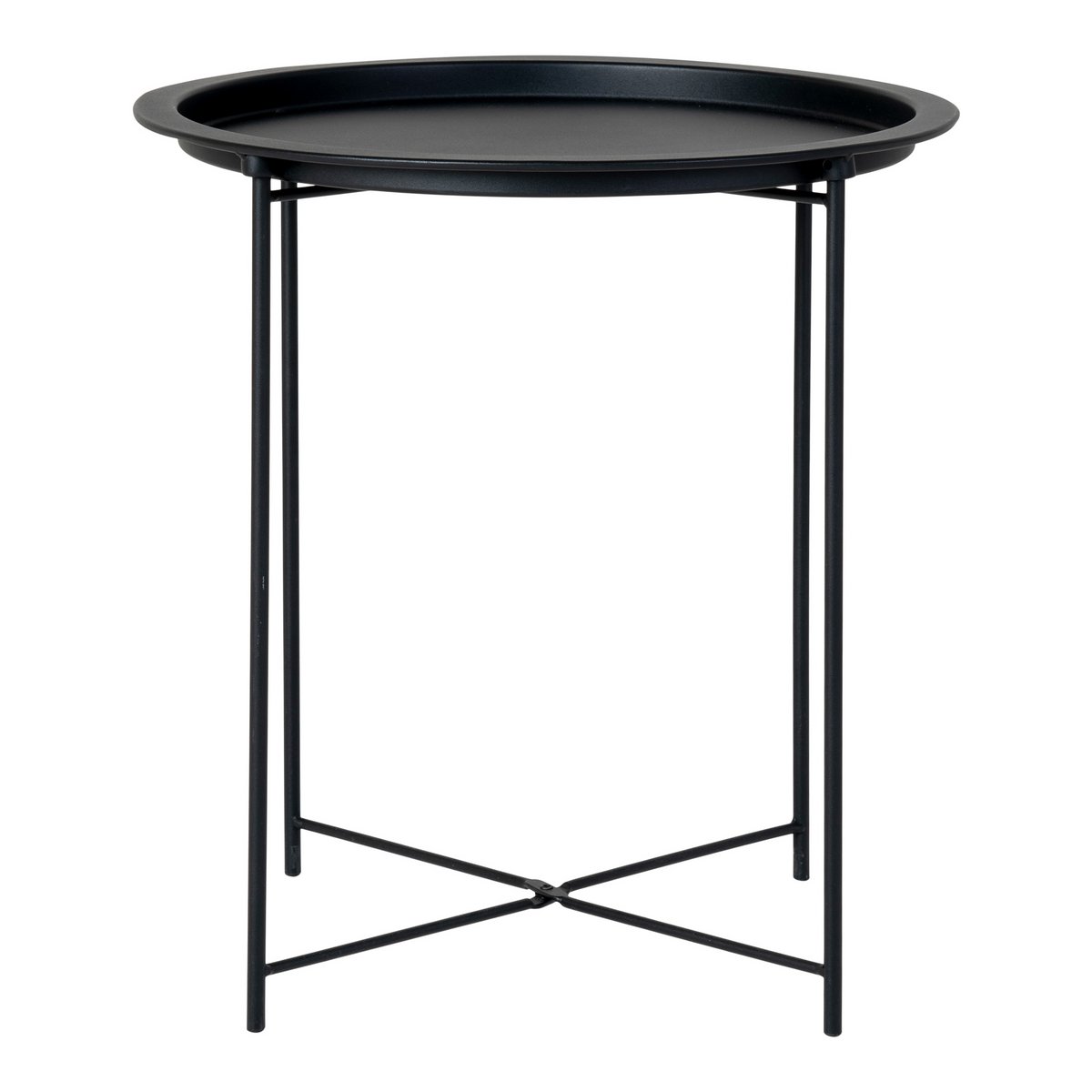 Steel Side Table - Black Metal, Modern Accent, Ø47x50 cm
