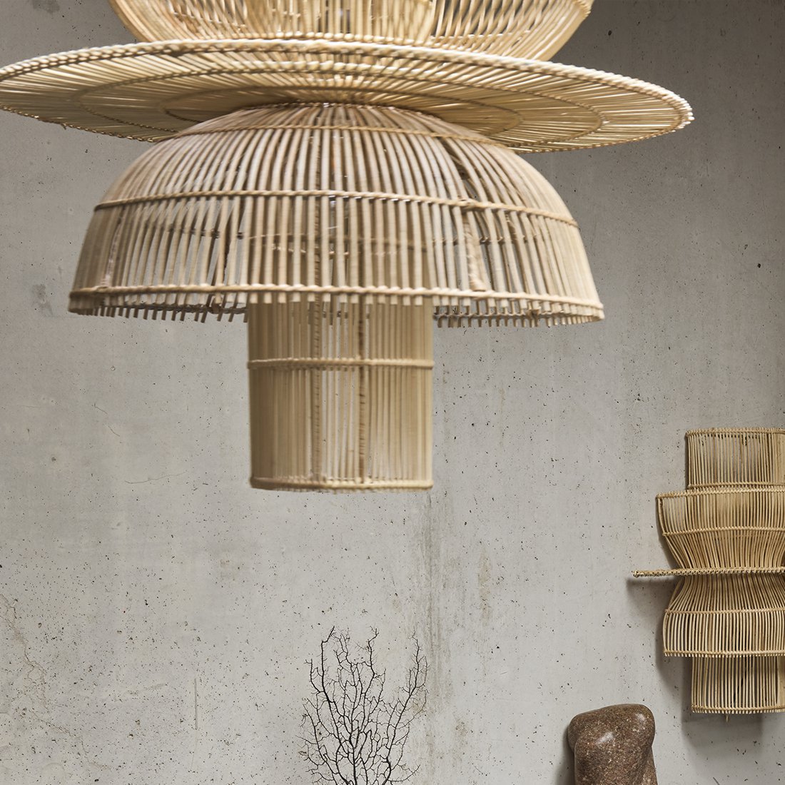 Rattan Pendant Light - Natural Woven Hanging Lamp, 200cm Cord