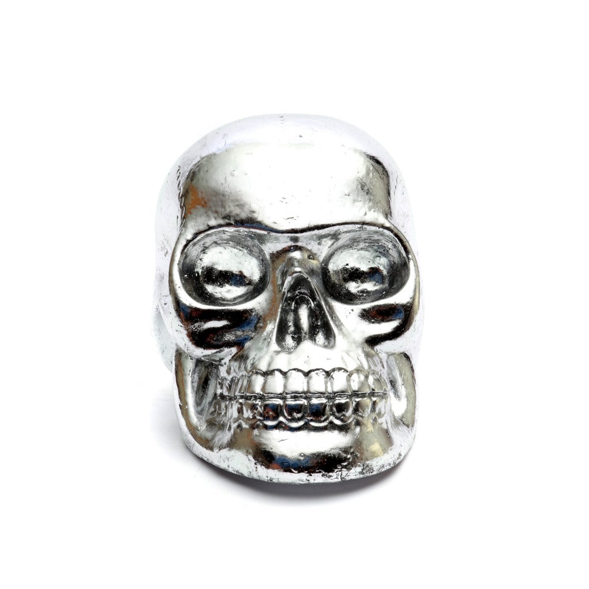Resin Skull Head Silver – Small Decorative Accent Statue