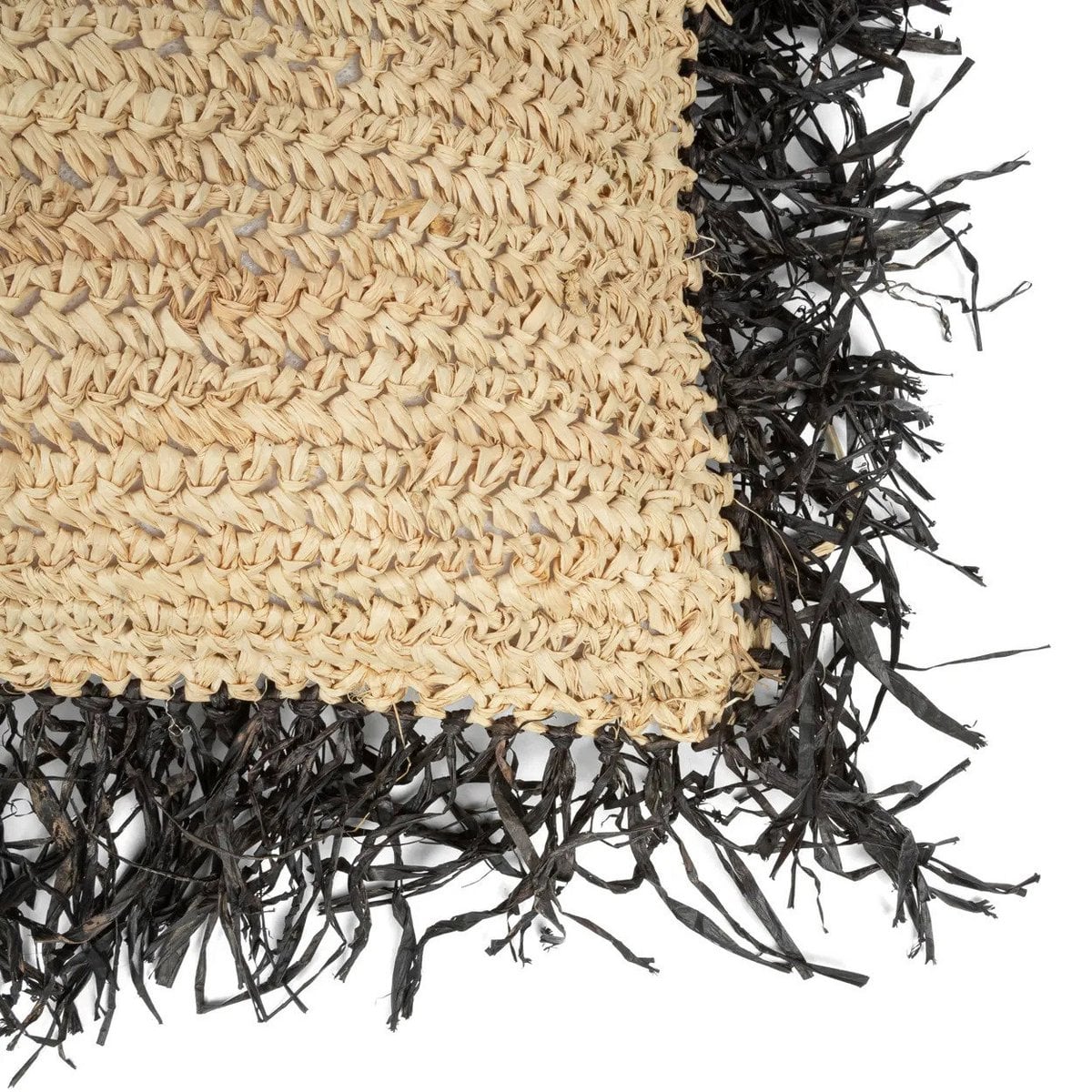 La Funda De Cojín De Rafia - Natural Negro - 60x60