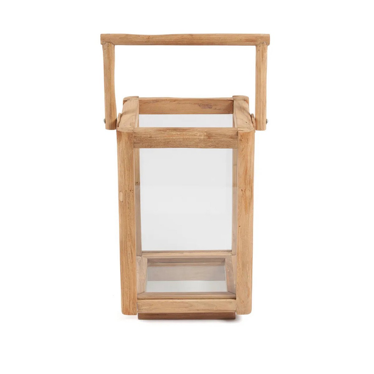 Teak Wood Lantern - Small Nusa Penida Style med Håndtag