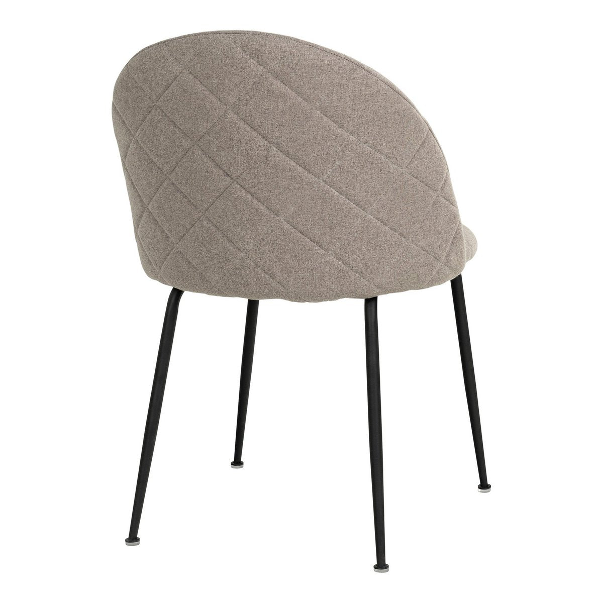 Fabric Dining Chairs - Stone, Black Metal Legs - Set of 2