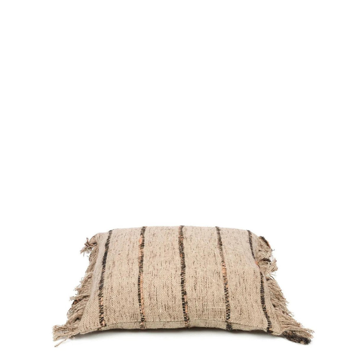 Cotton Boho Cushion Cover - Beige & Black - 40x40 cm