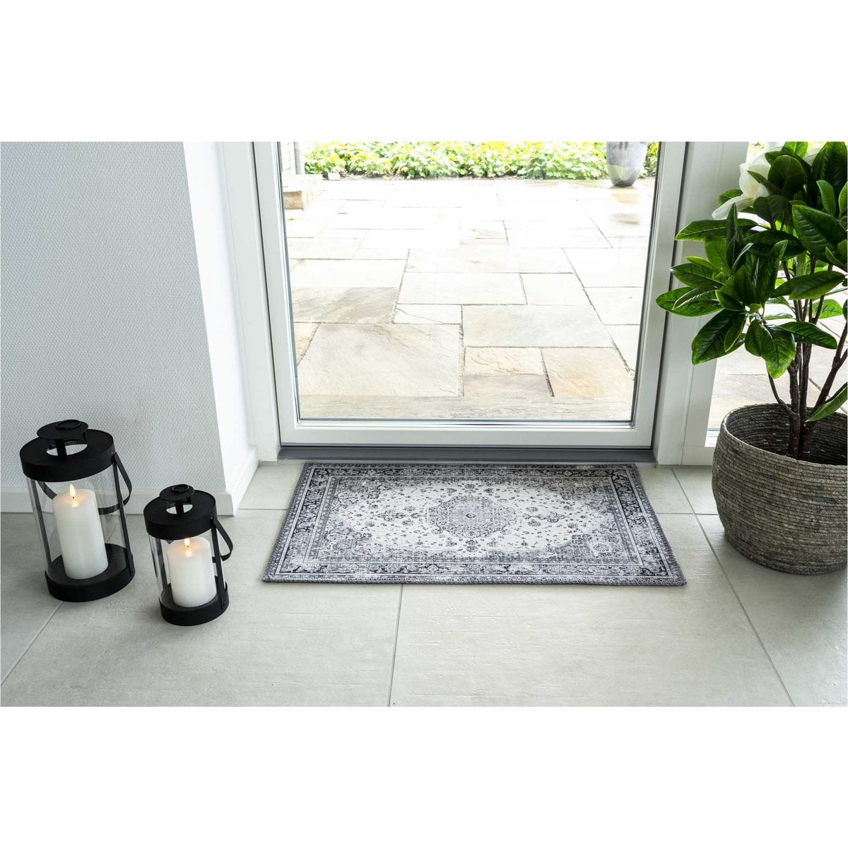 Chenille Door Mat - Havana Black and White Polyester, 50x80 cm
