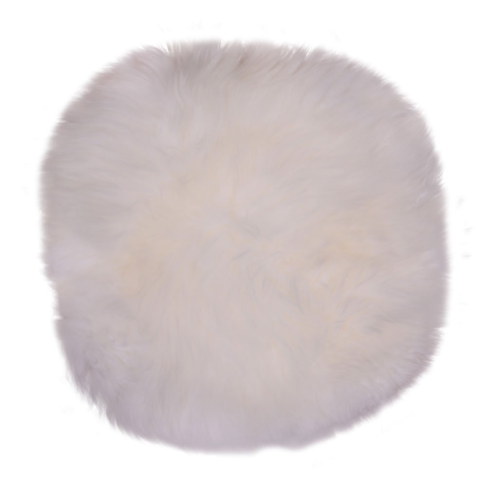 Lambskin Seat Cushion - Real Wool, Round Ivory Pad - Ø35 cm