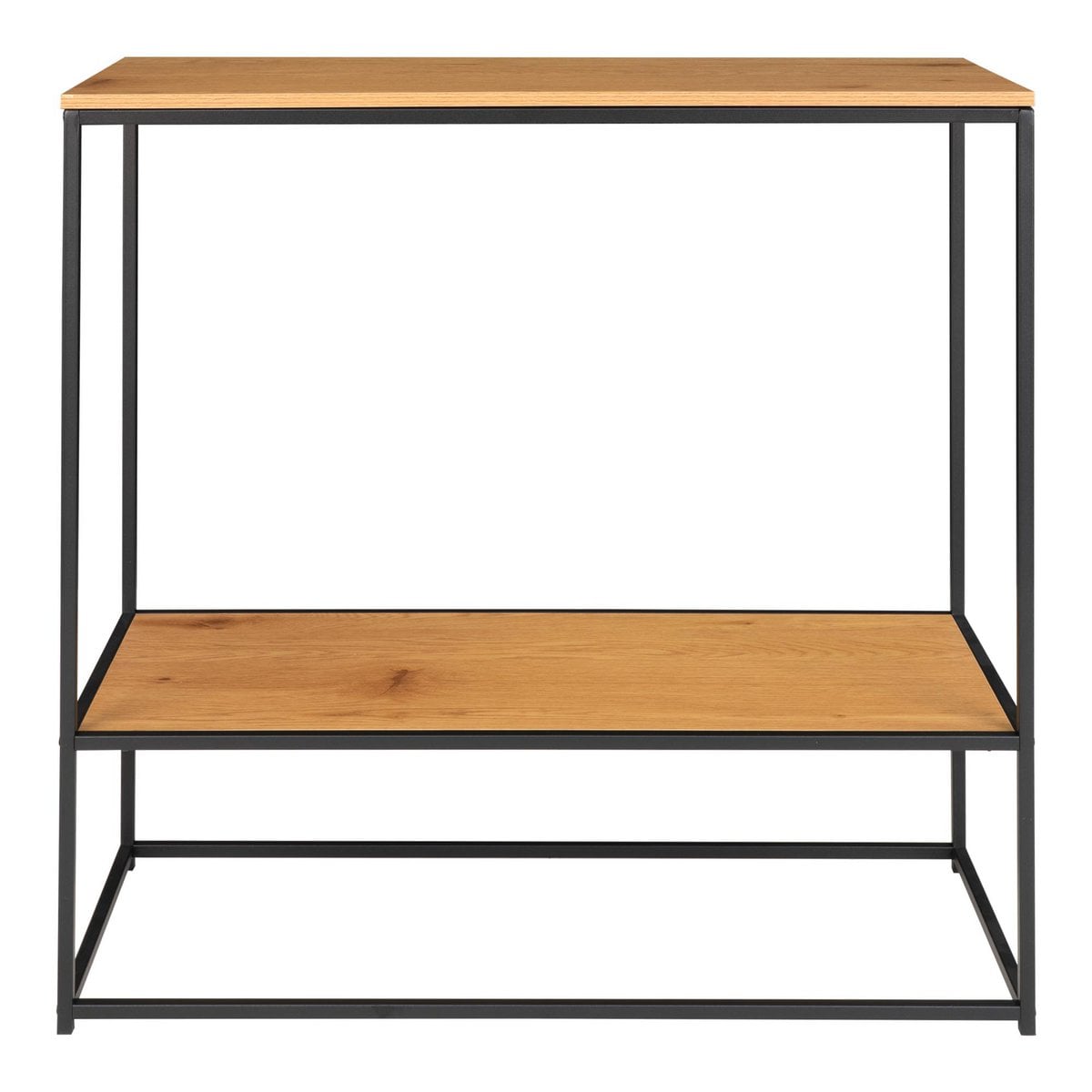 Oak Look Console Table - Black Steel Frame, 80cm | House Nordic