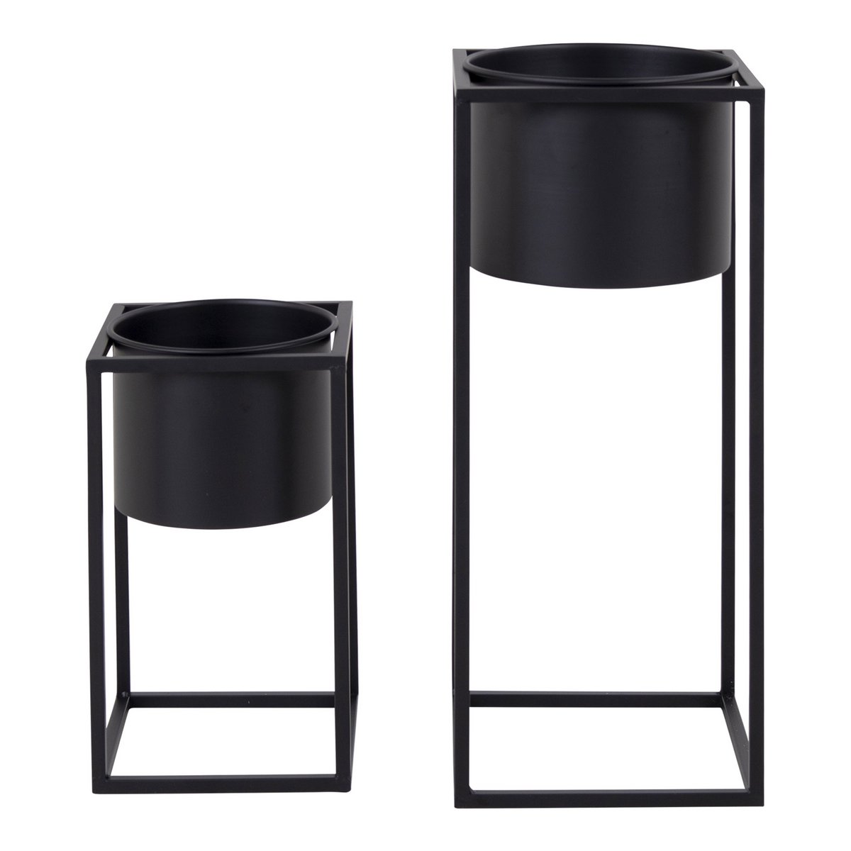 Marla Flowerpots - Black, Steel - Set of 2