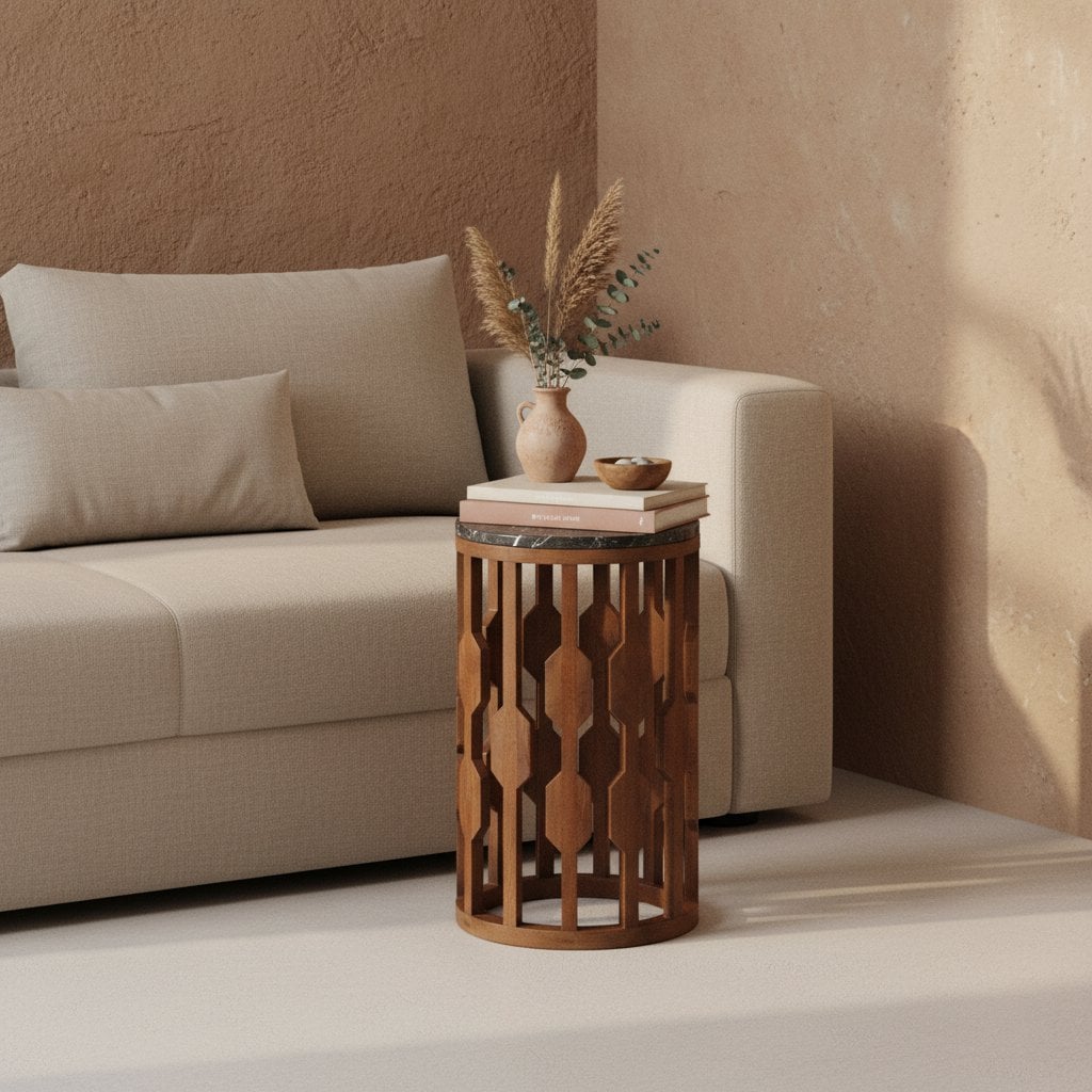 Lampung side table marble black - 40x40x50 cm