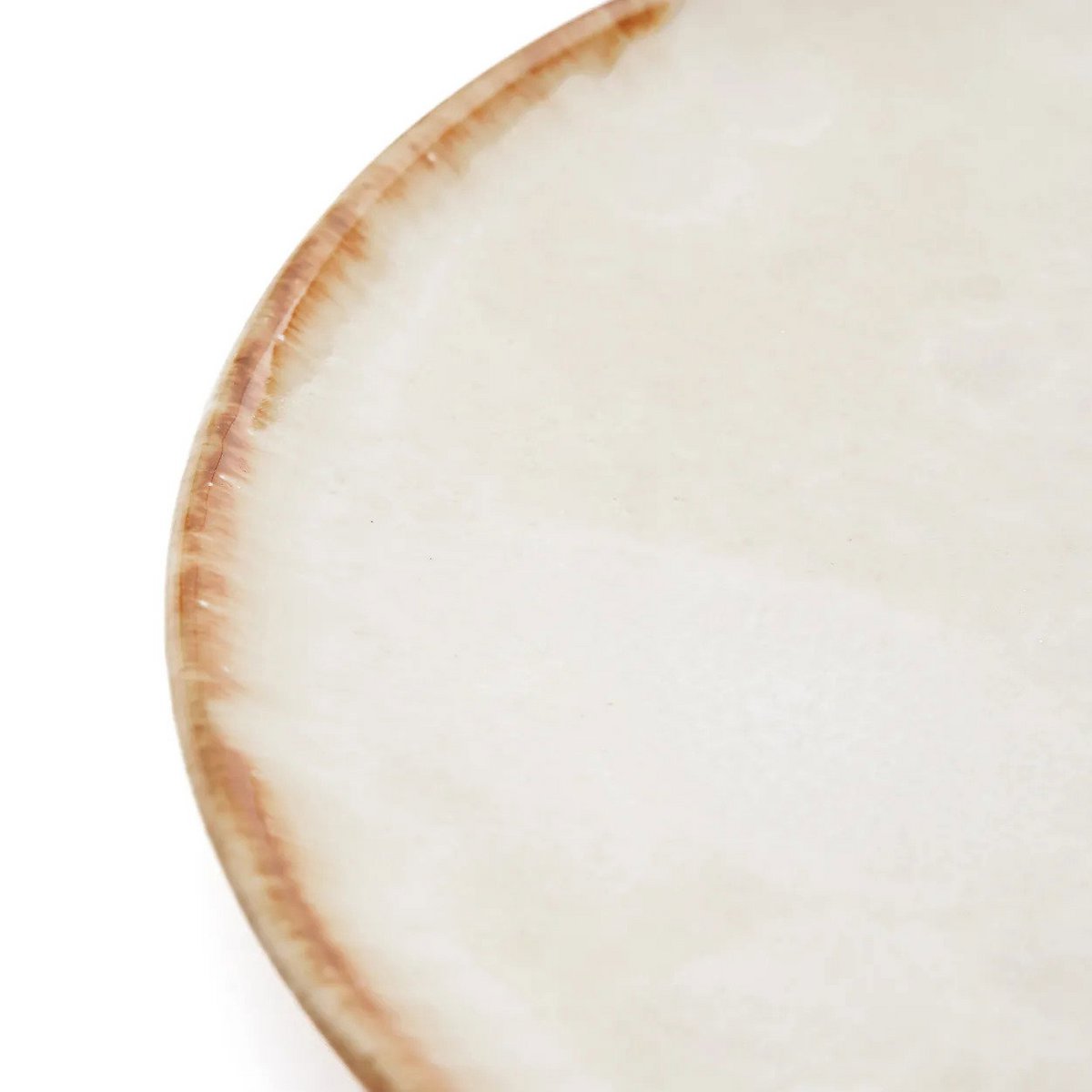 Stoneware Dinner Plate - Handmade Rustic Plate with Burnt-Umber Rim