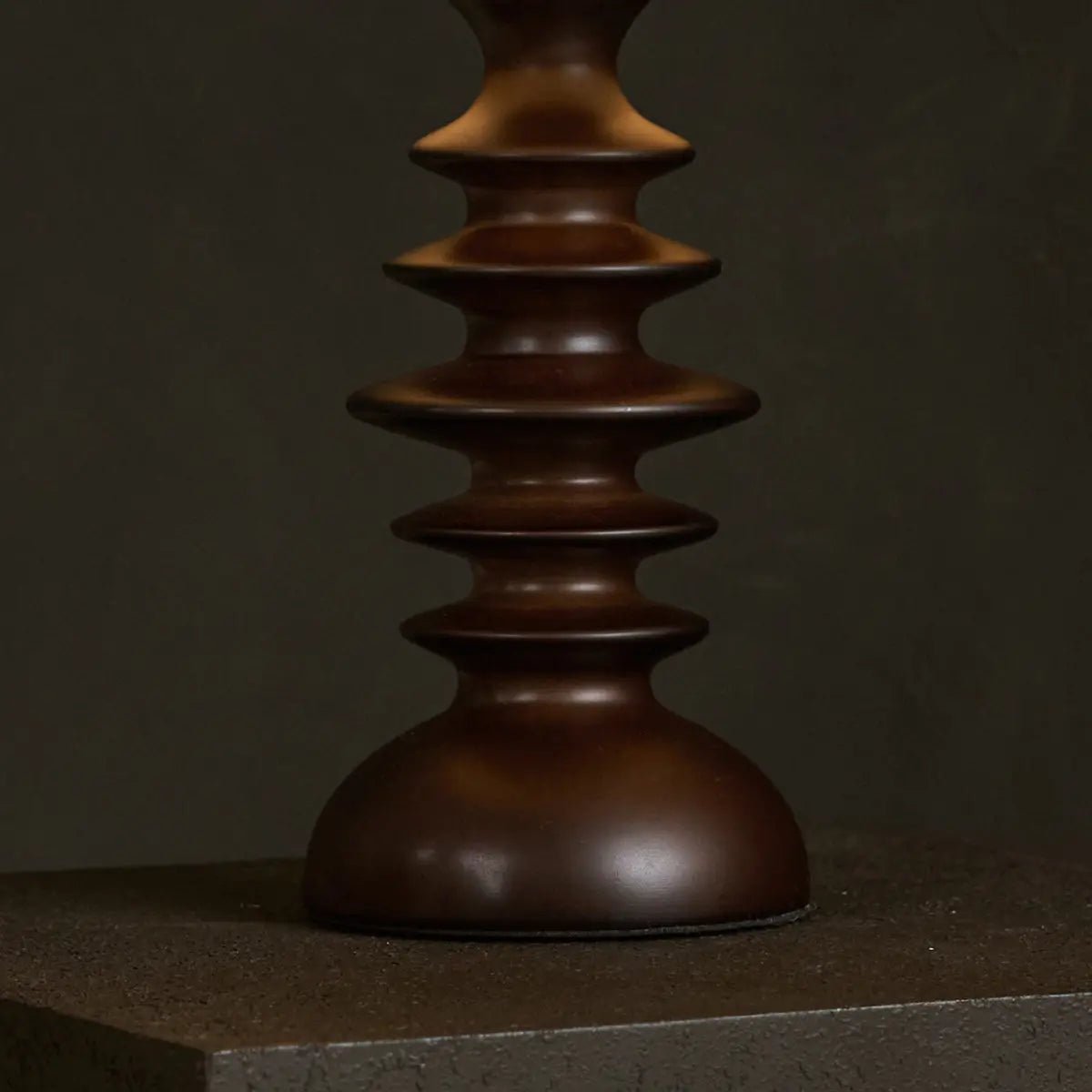 Bodhi Dark Brown Wooden Lamp with Beige Lampshade – Elegant Lighting for Any Room