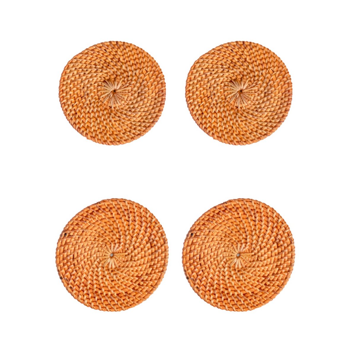 Round Rattan Coasters Set of 4 or 8 Handmade TIBU