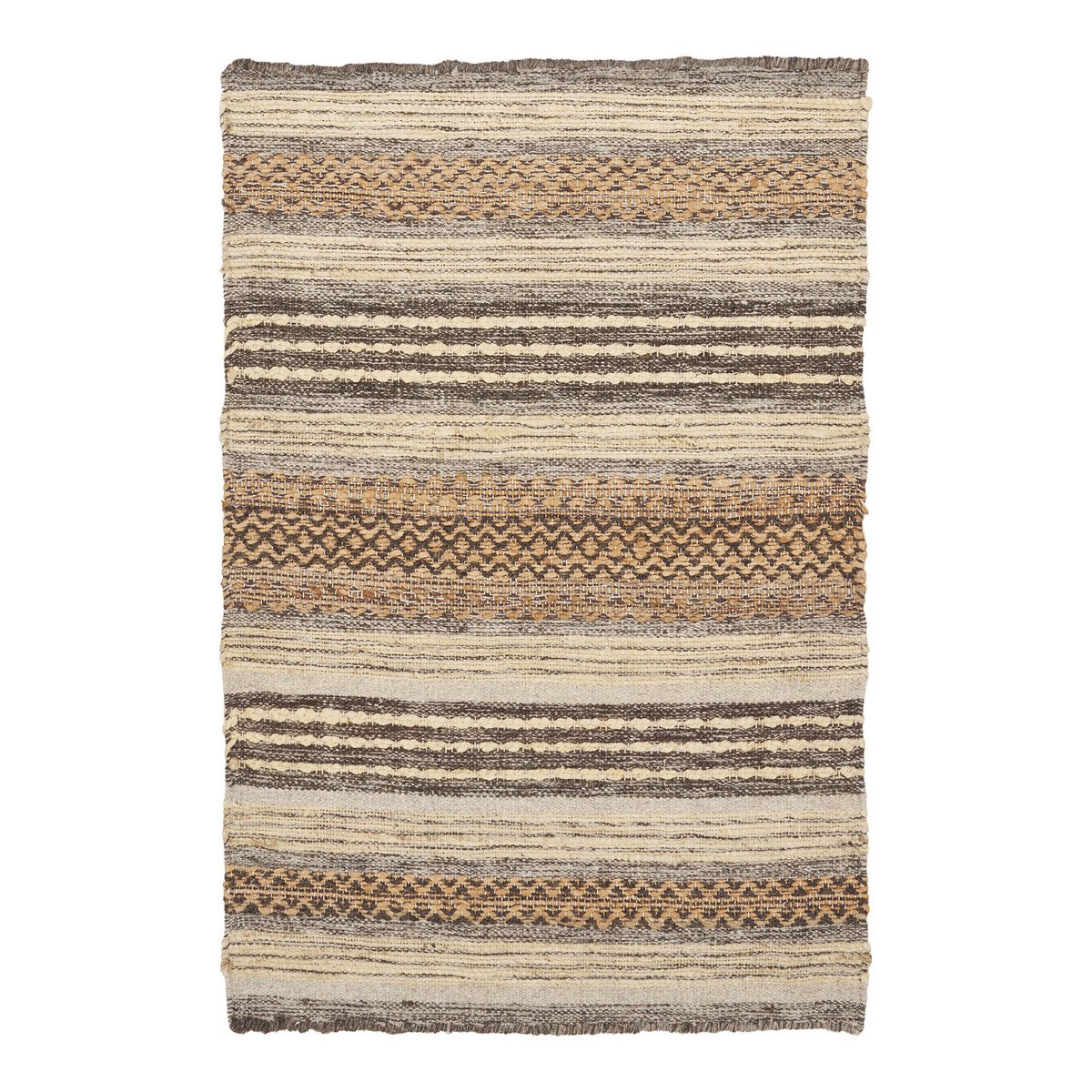 Morena Doormat - Natural/Grey, Hand-Woven, Jute/Wool, 60x90cm