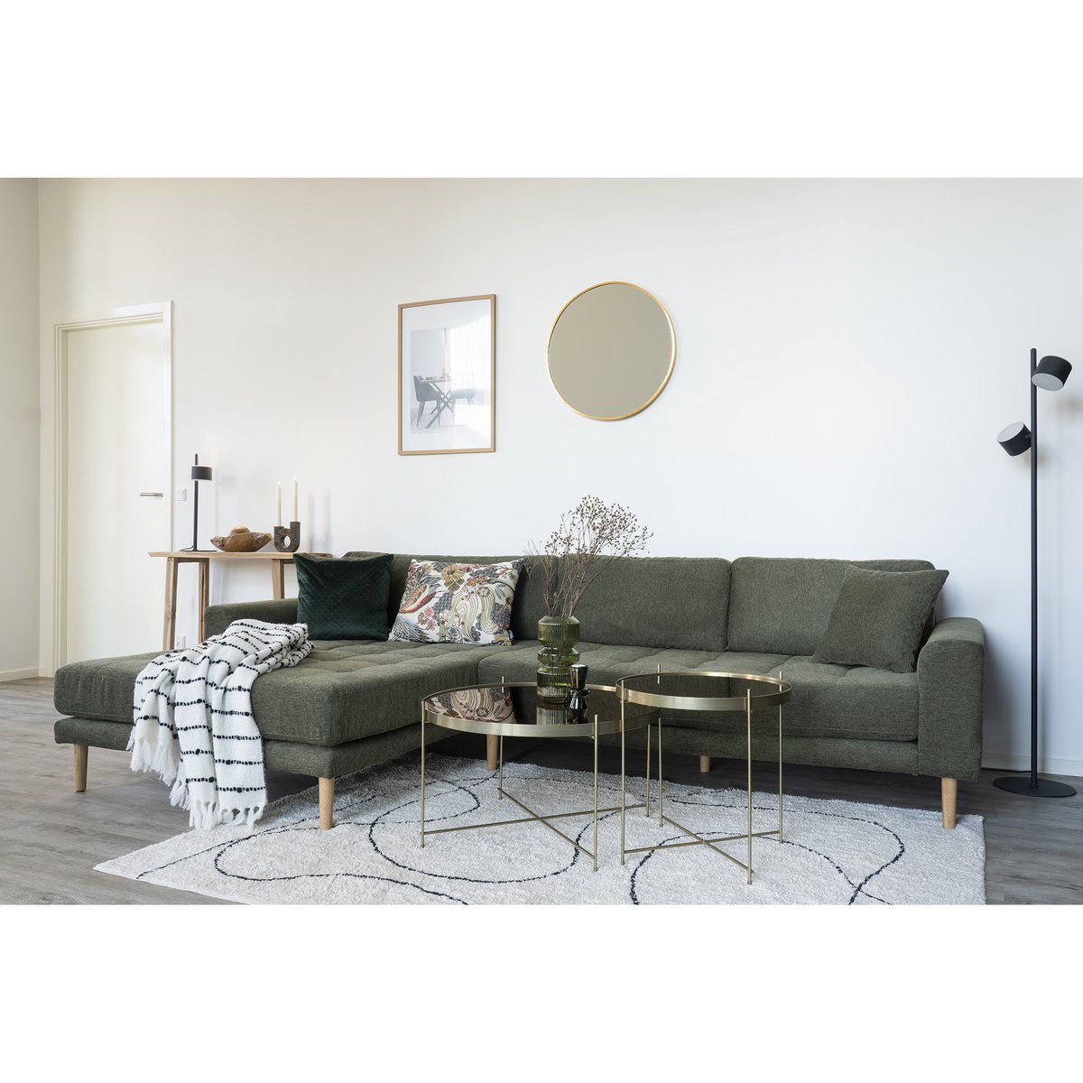 Brass Wall Mirror - Round Aluminium Frame, Modern Accent, 60cm