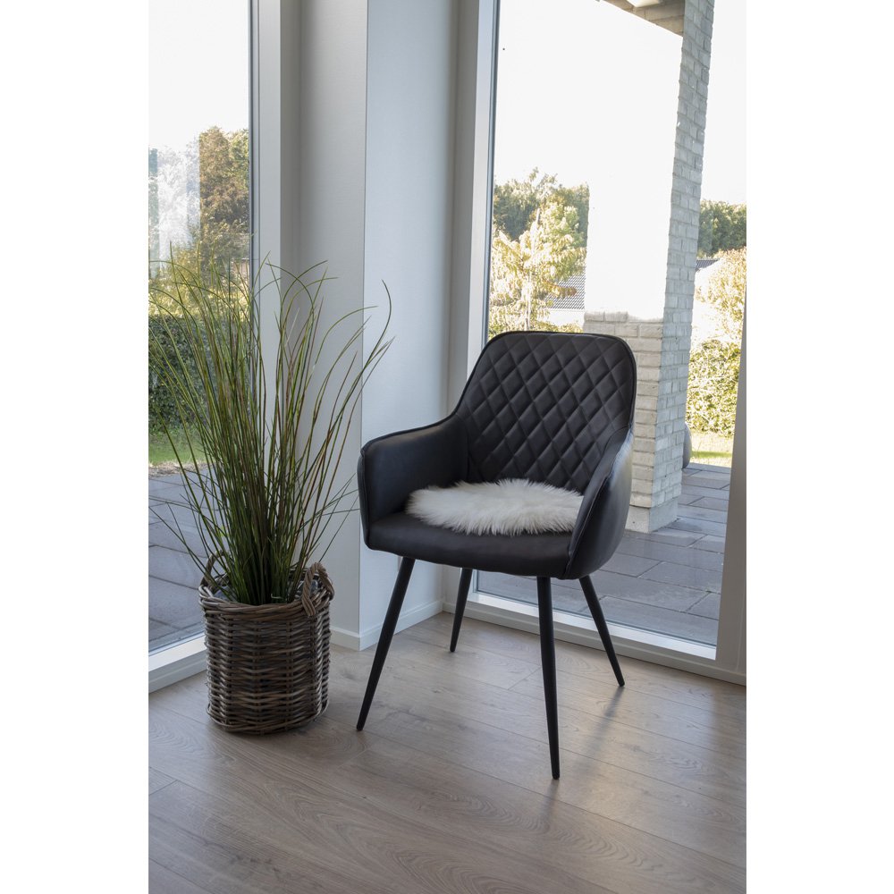 Lambskin Seat Artificial - White, Polyester, 35x35x6.5 cm