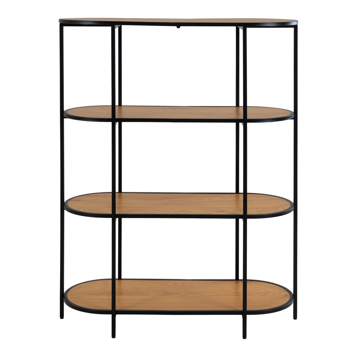 Shelving Unit Oak Look & Black - 4-Tier Modern Display Shelf, 85cm