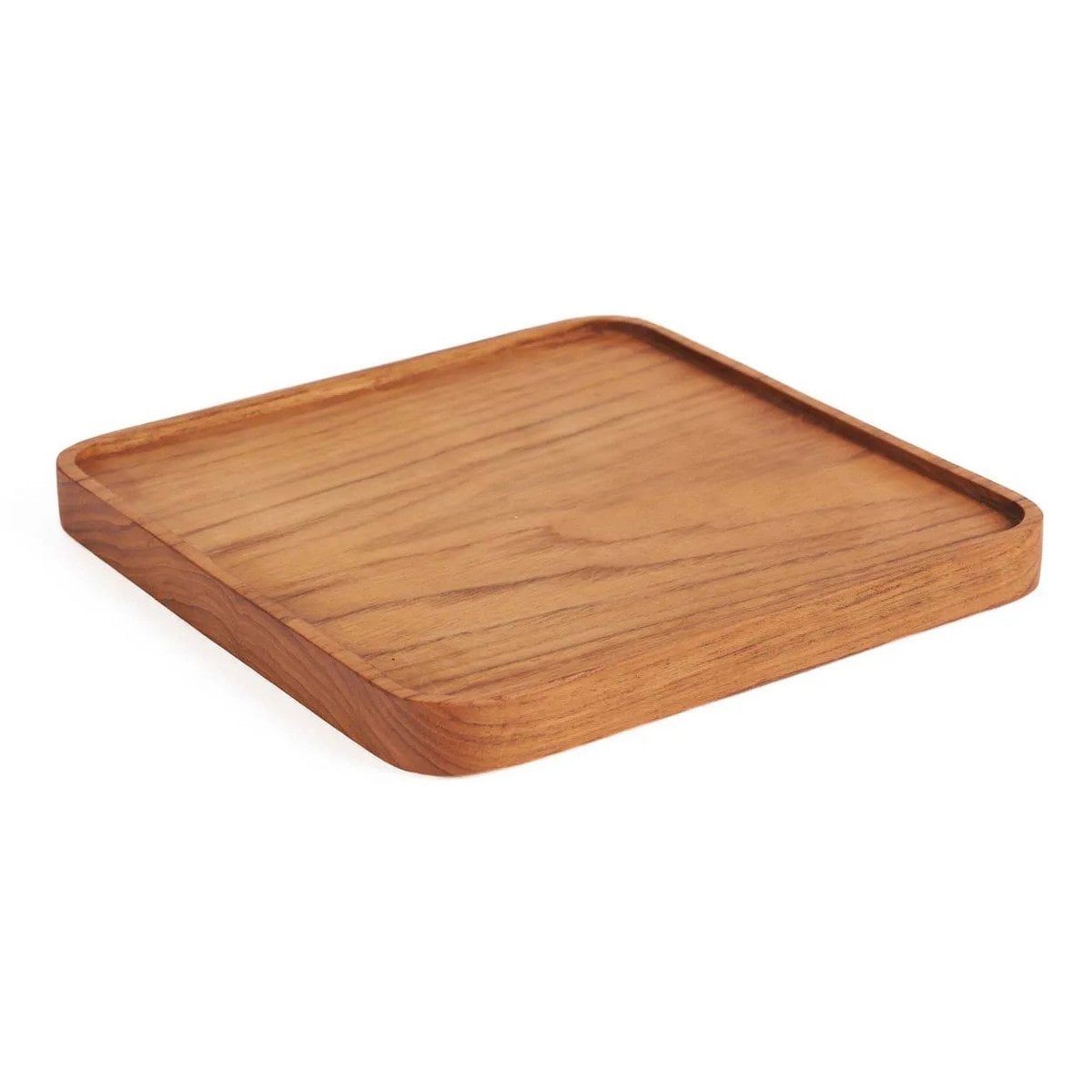 Teak Plate - Square Natural Wood Plate for Snacks - Small