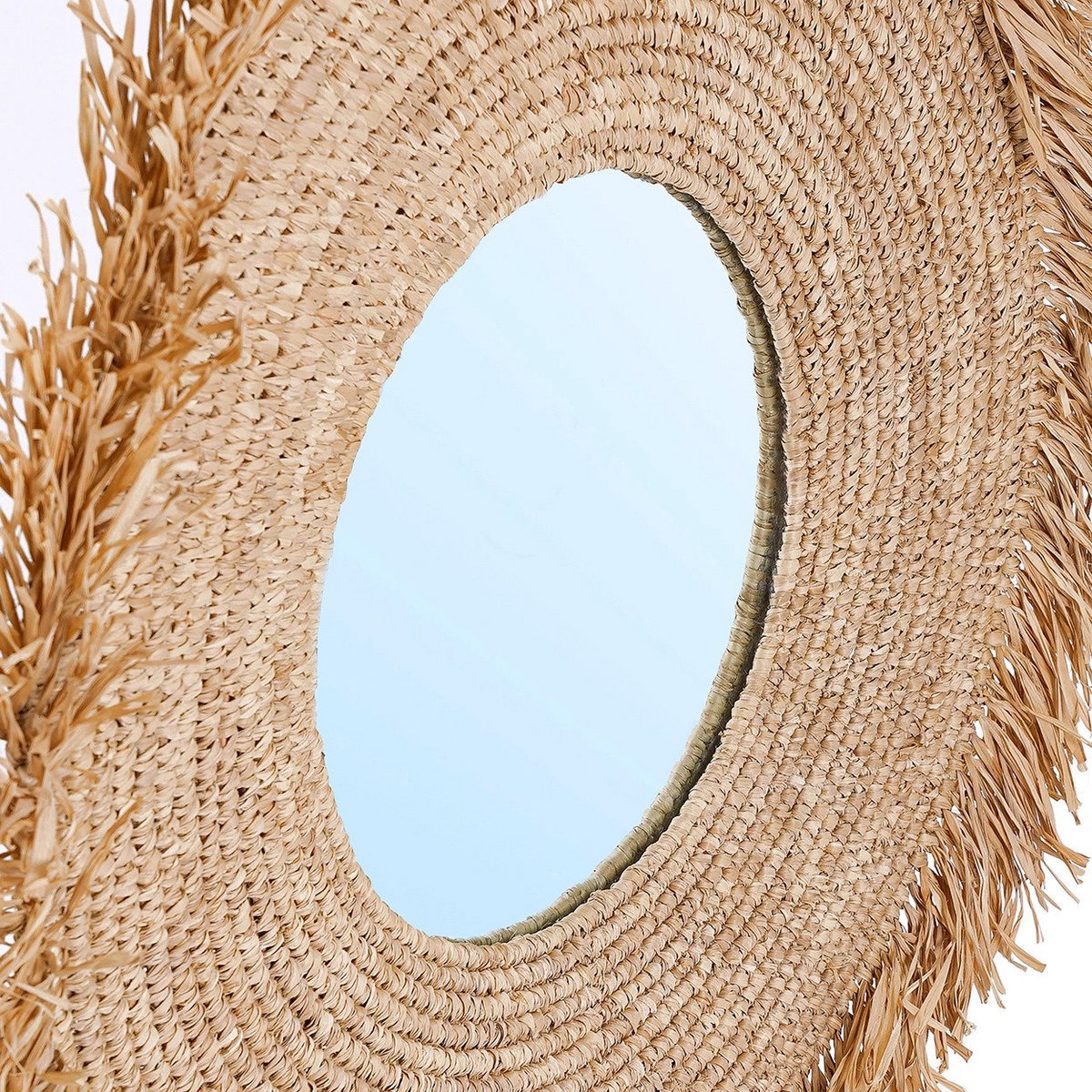 Raffia Wall Mirror - Large Natural Fiber Decorative Mirror
