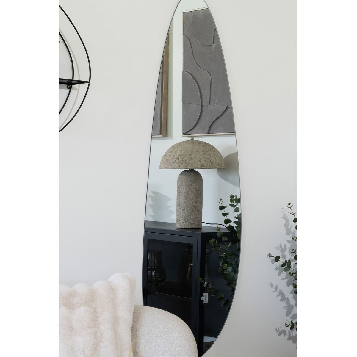 Papier-Mâché Table Lamp – Stone Grey Finish, Modern Accent Lighting