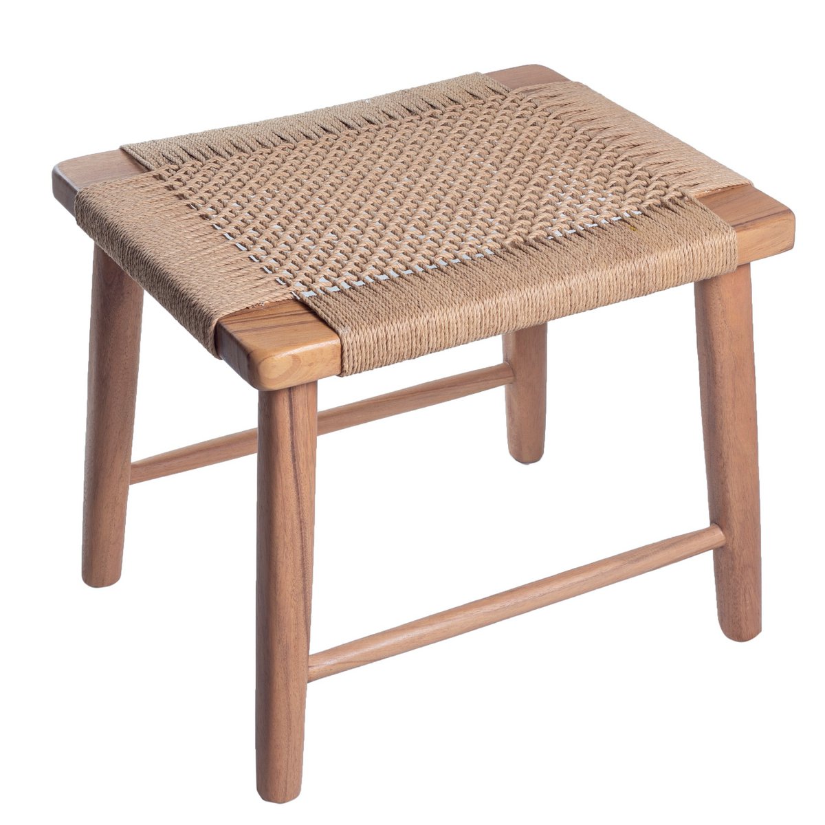 Trembesi Wood Stool – Large Woven Recycled Paper Seat