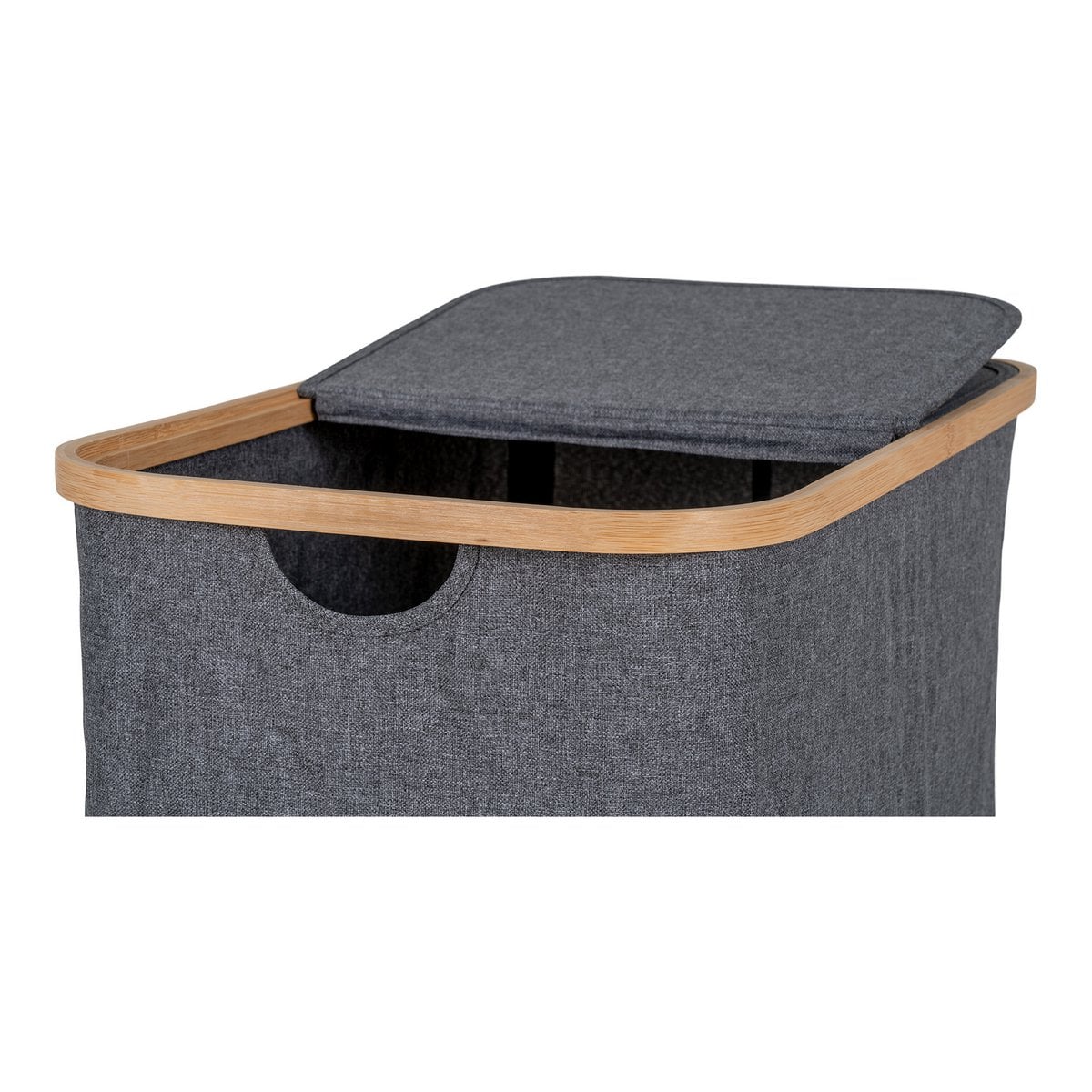 Bamboo Laundry Basket - Dark Grey Textile Liner, 54 cm
