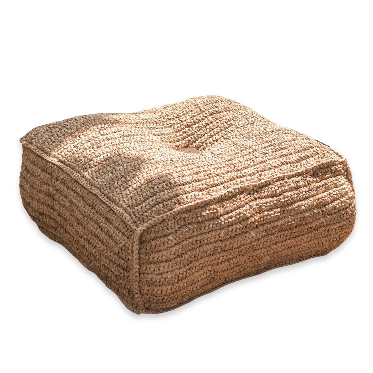 Raffia Pouf Beanbag - Hand Knitted Ottoman, Natural Fiber, Java