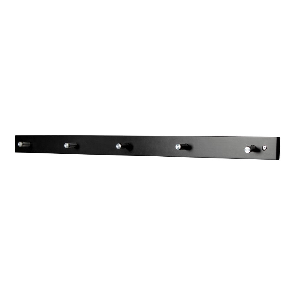 Modern Pinewood and Steel Coat Rack - Space Saving Wall Mount, 70cm, Black