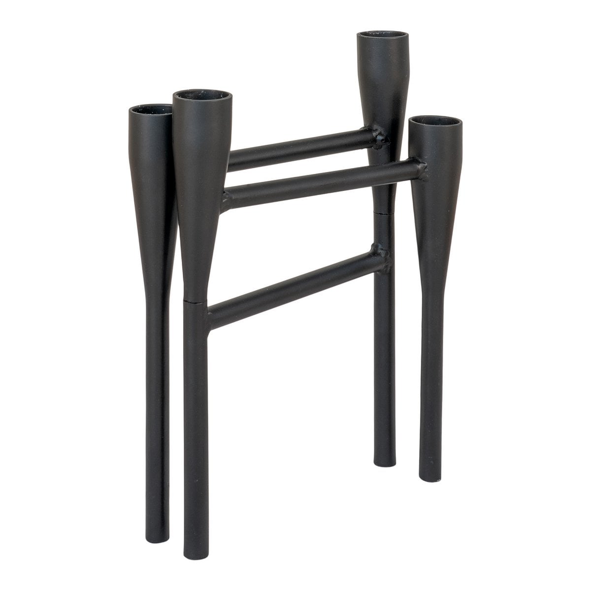 Candle Holder - Steel, Black - 15x28x21 cm