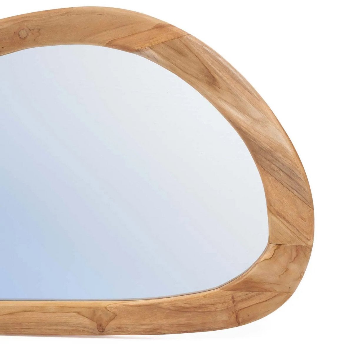 Teak Wood Wall Mirror - Organic Style, Natural Finish, XL