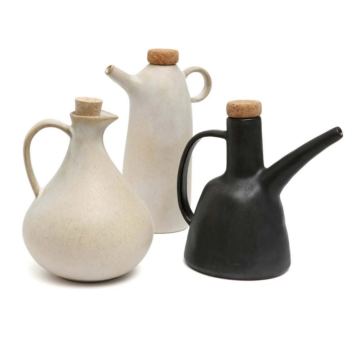 Ceramic Olive Oil Dispenser - White Kitchen Oil Bottle N°80
