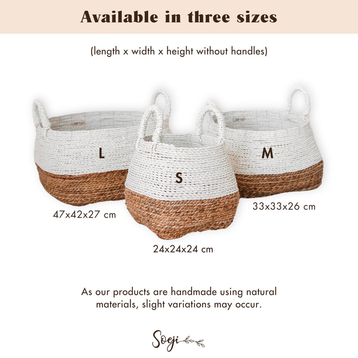 Banana Fiber Woven Storage Basket – White Boho Square Basket