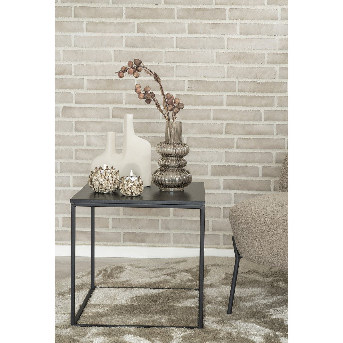 Ceramic Vase - Sand Finish, Modern Interconnected Design, 27cm