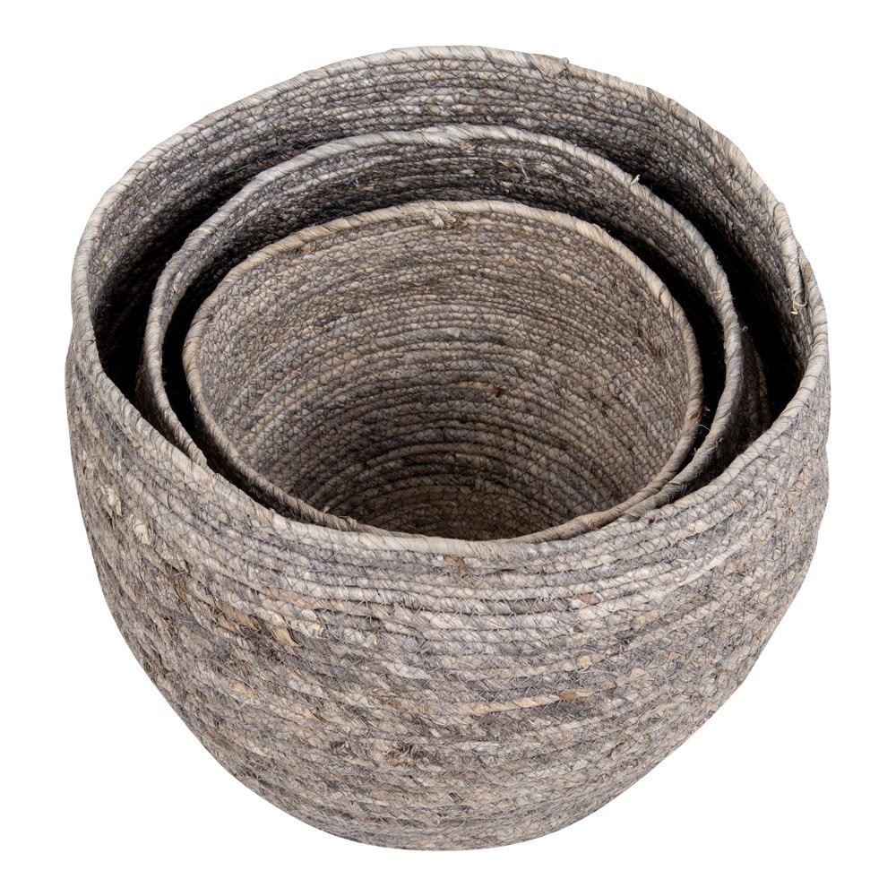Tivoli Baskets - Grey, Maize Leaf, 33x33x30 cm - Set of 3