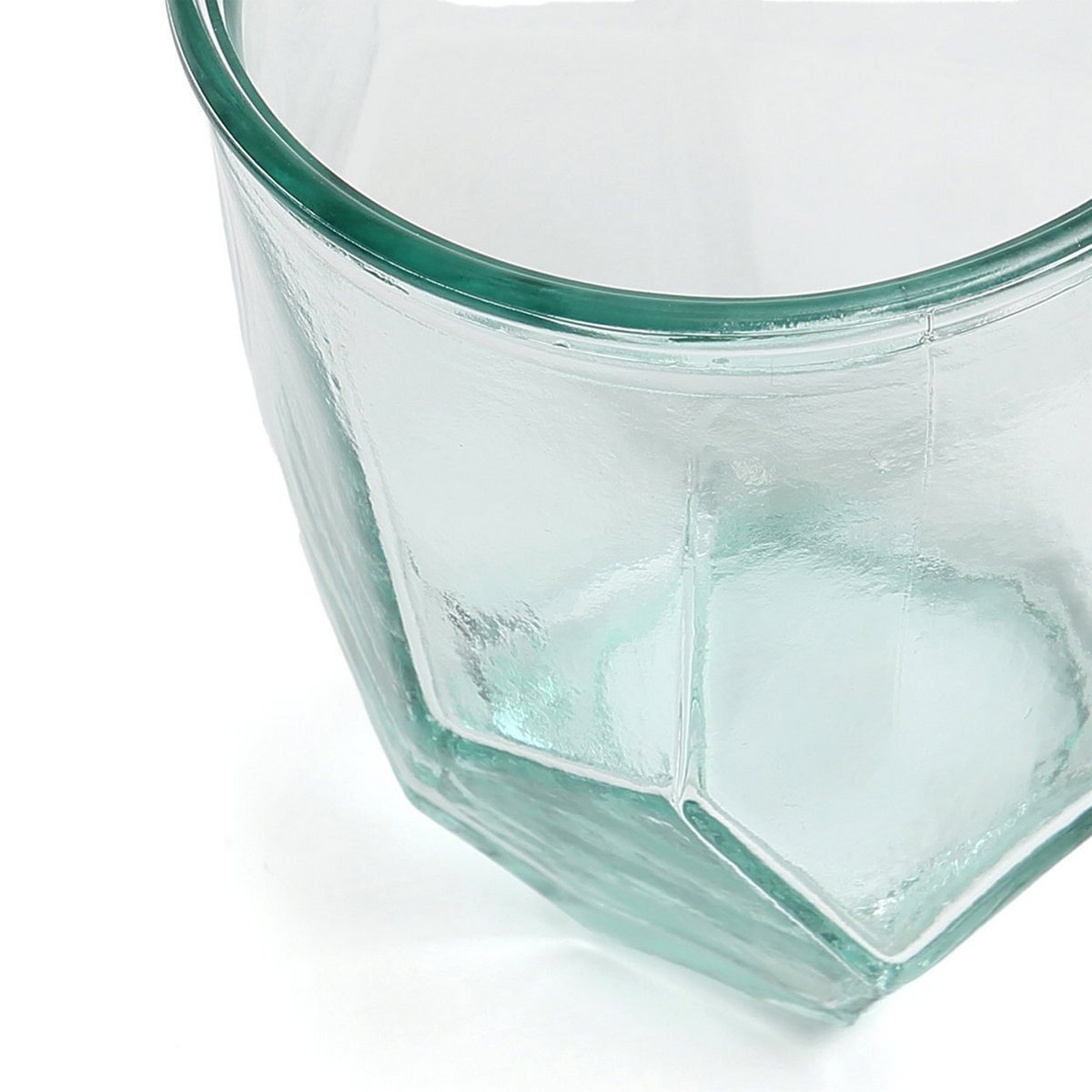 Recycled Glass Origami Water Glass – Modern Faceted Cocktail Tumbler, Blue