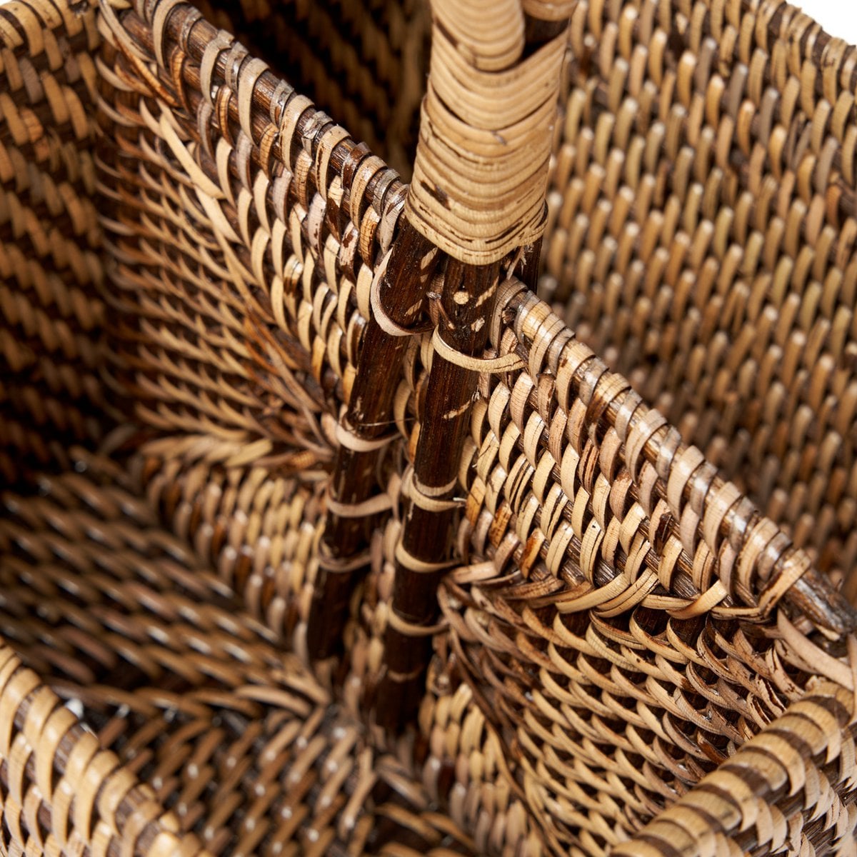 Rattan Cutlery Caddy - Natural Brown Woven Utensil Holder