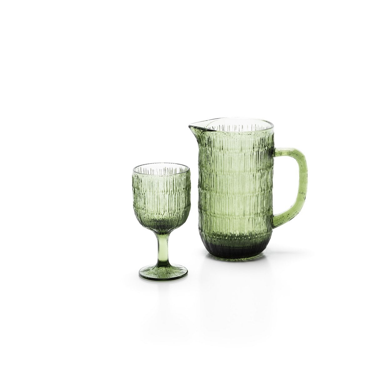 Green Ripple Wine Glass - Recycled Glass