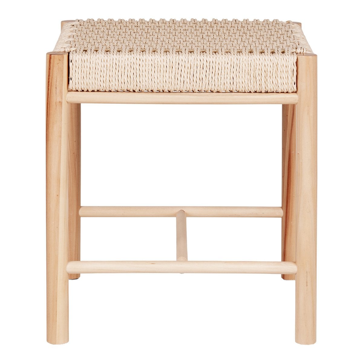 Abano - Tabouret - Peuplier, Corde de Papier, Naturel - 42x42x46,5 cm
