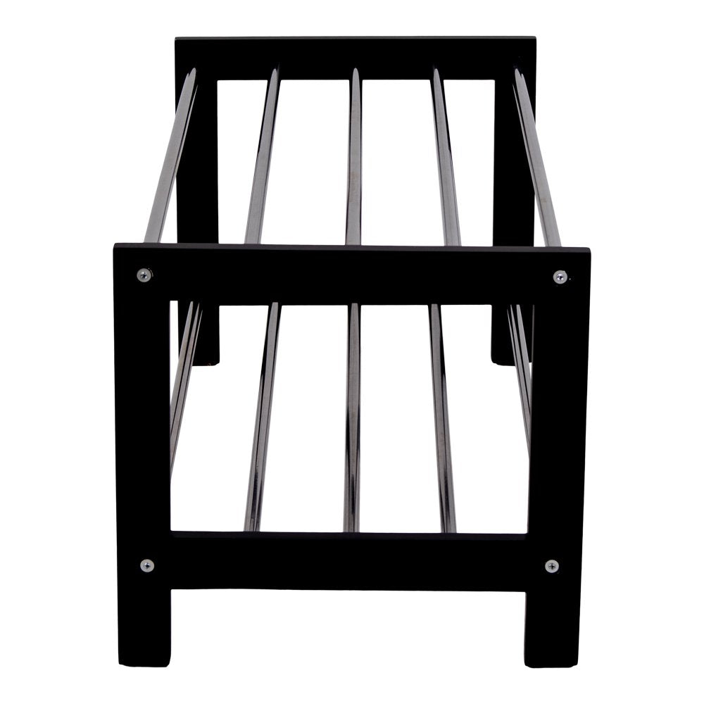 Black Poplar & Steel Shoe Rack – Modern Entryway Organizer, 78cm
