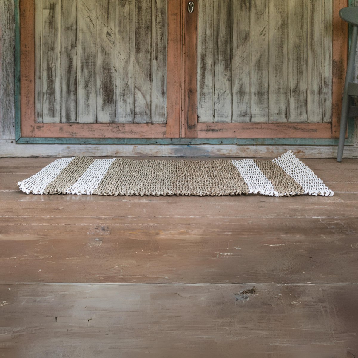 Seagrass Area Rug – Striped Accent Rug, Handwoven 120x60 cm