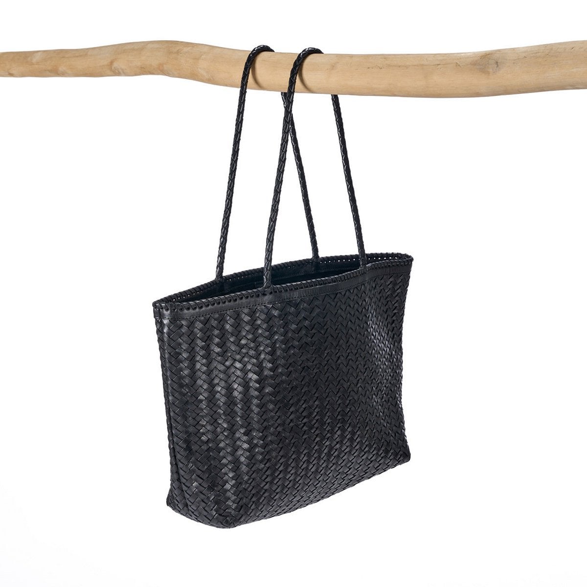 Black Leather Shopper Bag - Handmade Execu-Shopper
