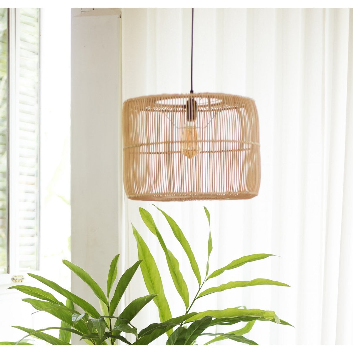 Rattan Pendant Light Boho Handcrafted Lamp – Natural Finish, 40-50cm
