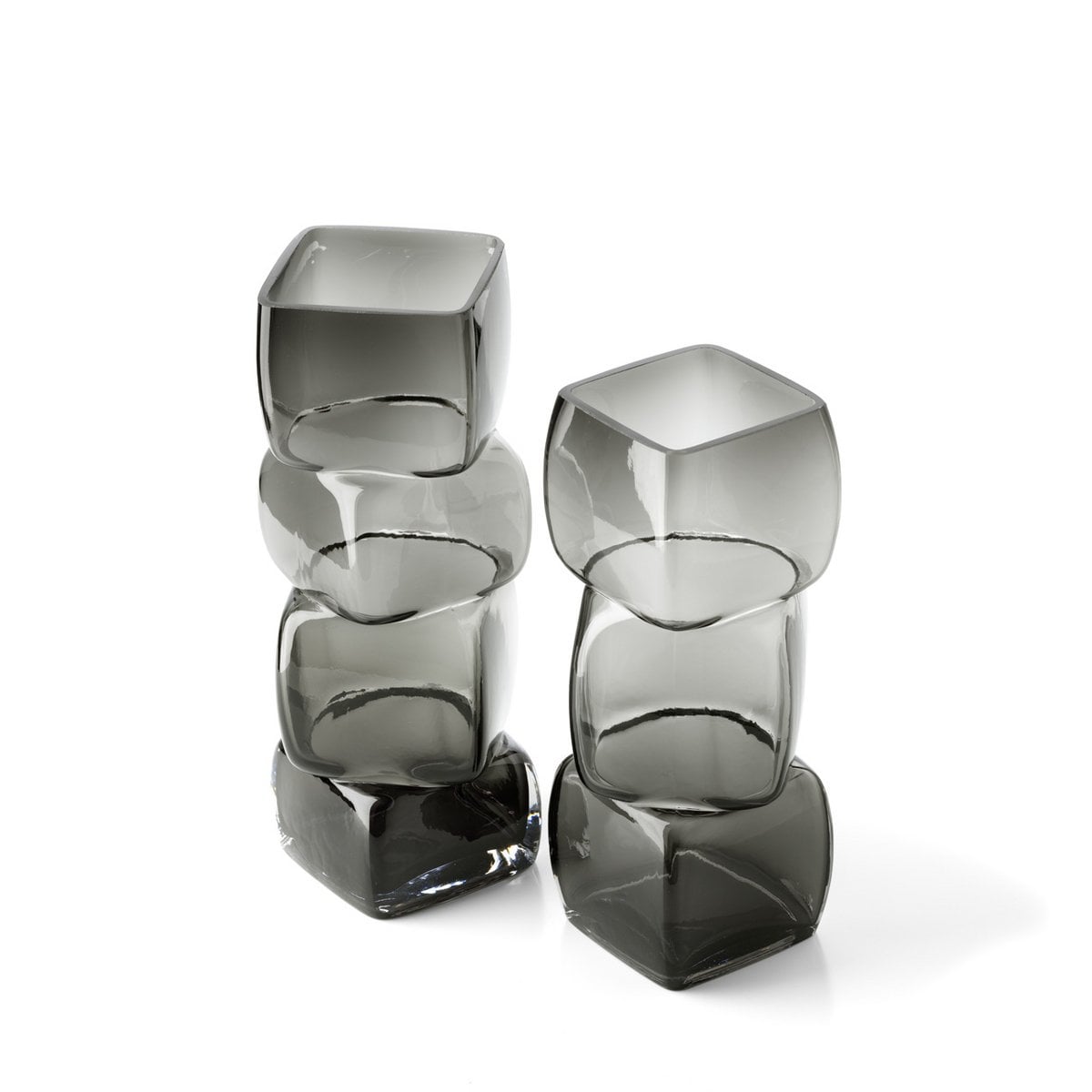 Recycled Glass Vase - Dark Grey Cubes Design - Medium