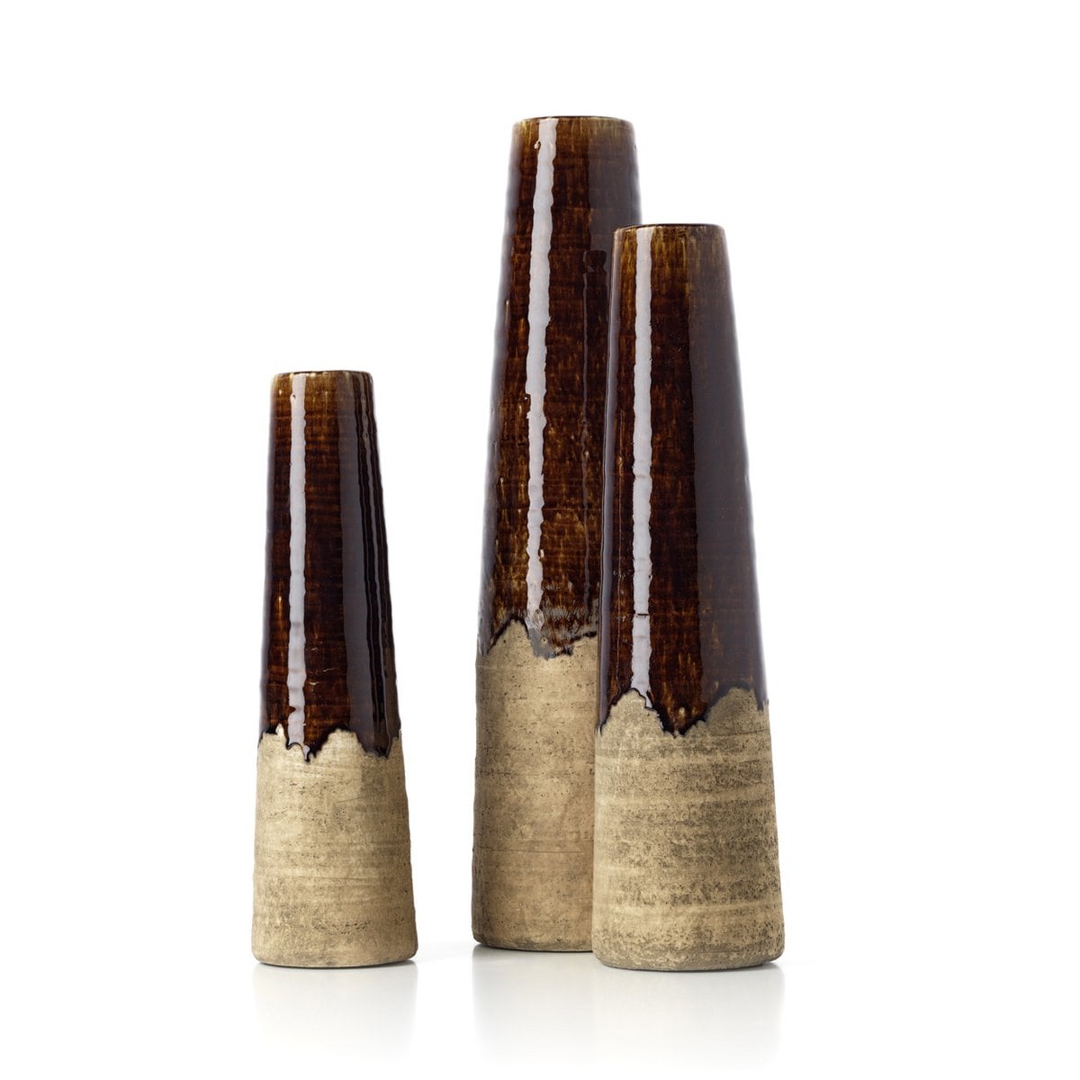 Concrete Stoneware Cone Vase - Modern Accent Decor - Medium, Brown