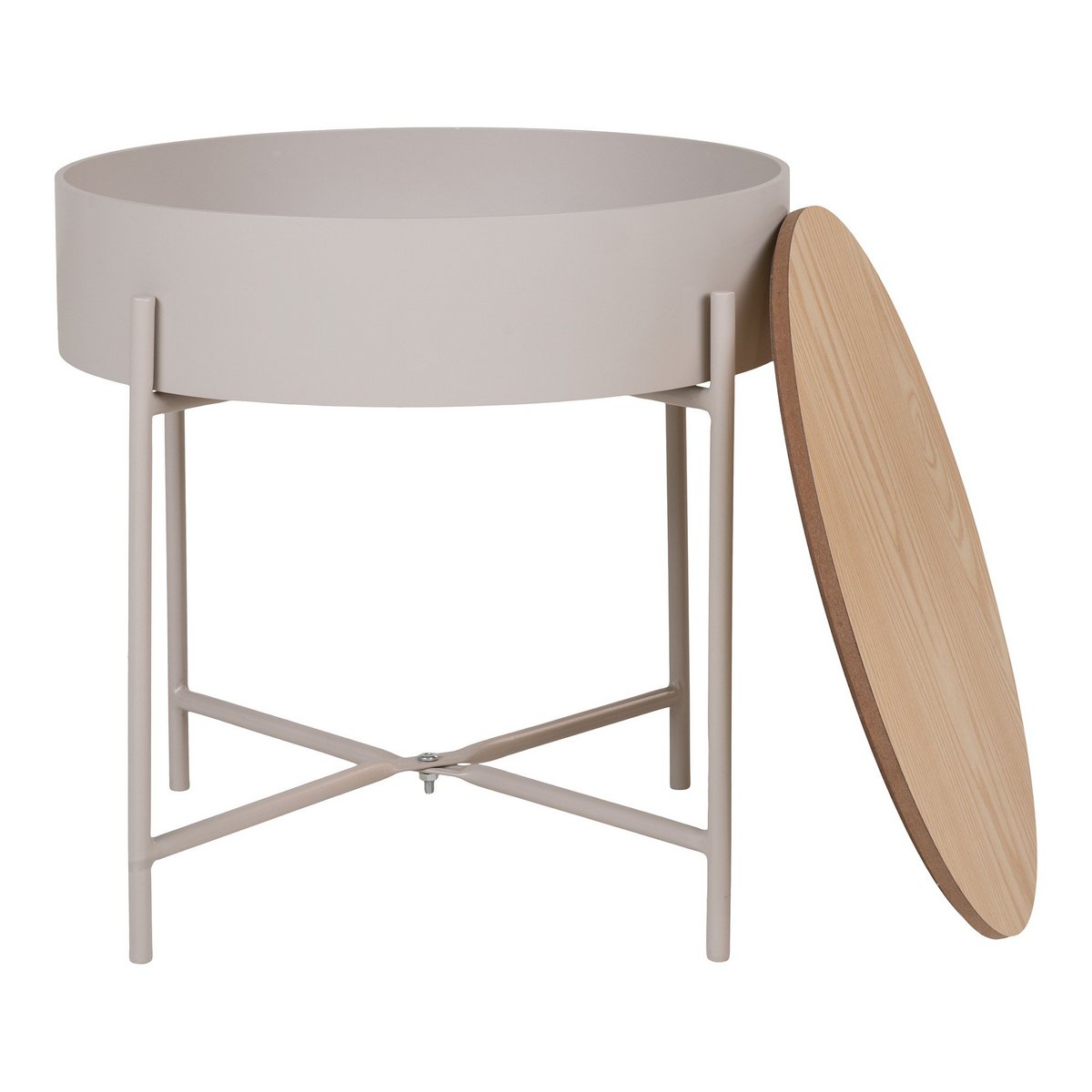 Steel Side Table - Beige Modern Accent Table, 40x40 cm