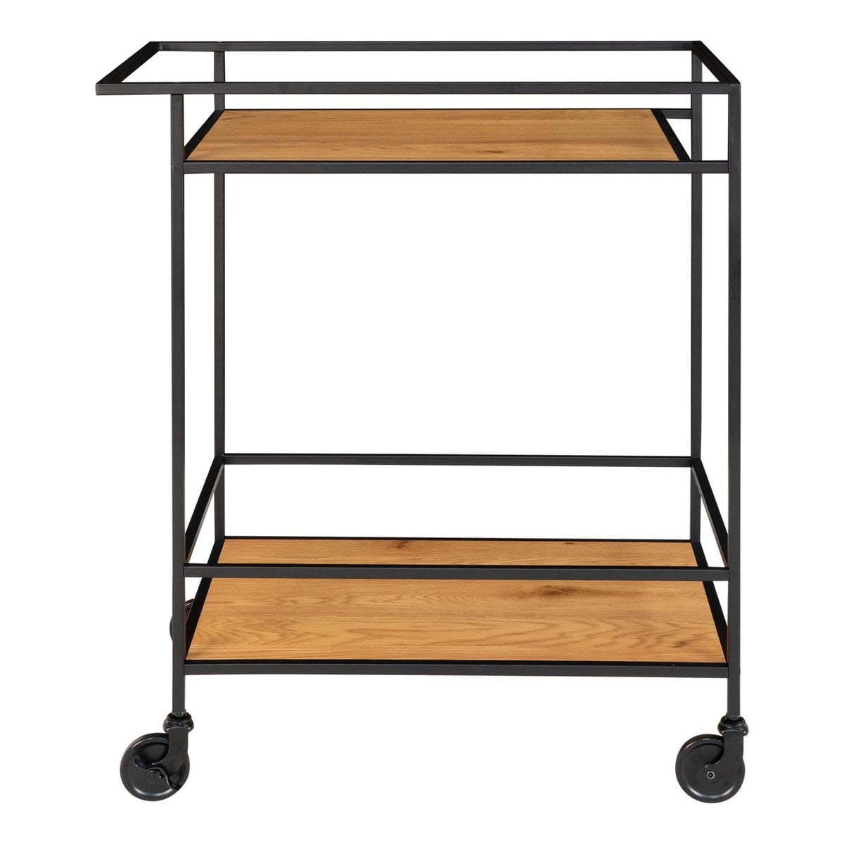 Vita Bar Trolley - oak look, black, 68x40x79cm