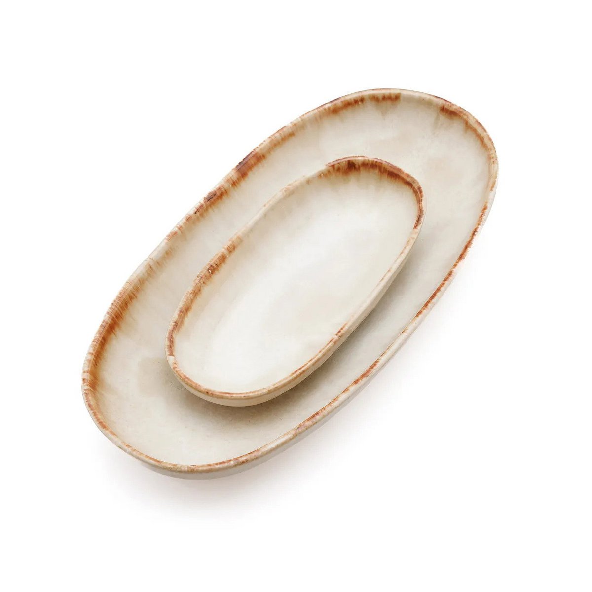 Ceramic Oval Plate – White & Gold Decorative Plate, Small